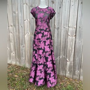 Chic Floral Maxi Dress - Black and Pink